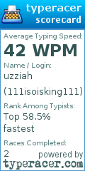 Scorecard for user 111isoisking111