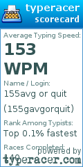 Scorecard for user 155gavgorquit