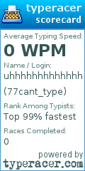 Scorecard for user 77cant_type