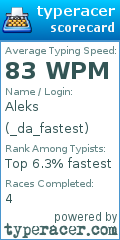 Scorecard for user _da_fastest