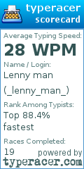 Scorecard for user _lenny_man_