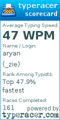 Scorecard for user _zie