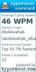Scorecard for user abdelwahab_elbana