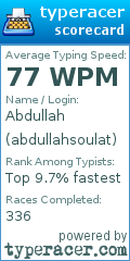 Scorecard for user abdullahsoulat