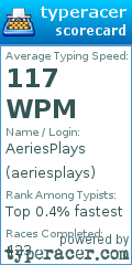 Scorecard for user aeriesplays