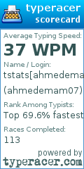 Scorecard for user ahmedemam07