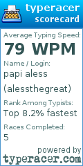 Scorecard for user alessthegreat