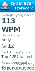 Scorecard for user andzj