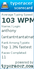 Scorecard for user antantntantatnatnta