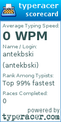 Scorecard for user antekbski