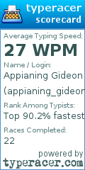Scorecard for user appianing_gideon