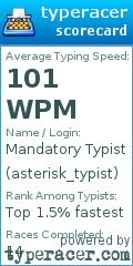Scorecard for user asterisk_typist