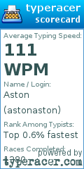 Scorecard for user astonaston