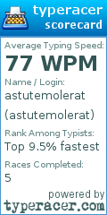 Scorecard for user astutemolerat