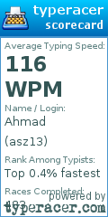 Scorecard for user asz13