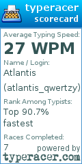 Scorecard for user atlantis_qwertzy