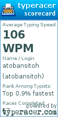 Scorecard for user atobansitoh