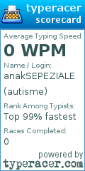 Scorecard for user autisme