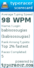 Scorecard for user babisosougias