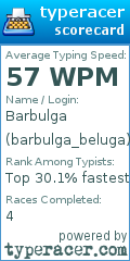 Scorecard for user barbulga_beluga