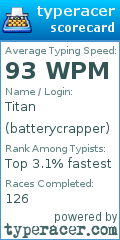 Scorecard for user batterycrapper