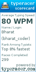 Scorecard for user bharat_coder
