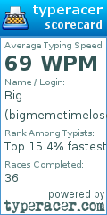 Scorecard for user bigmemetimeloser