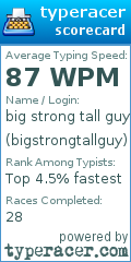 Scorecard for user bigstrongtallguy