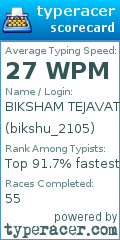 Scorecard for user bikshu_2105