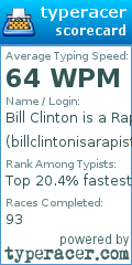 Scorecard for user billclintonisarapistinfowars