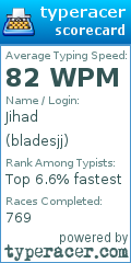 Scorecard for user bladesjj
