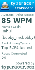 Scorecard for user bobby_mcbobby