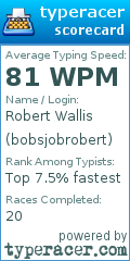 Scorecard for user bobsjobrobert