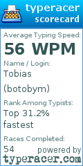Scorecard for user botobym