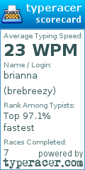 Scorecard for user brebreezy