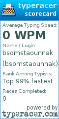Scorecard for user bsomstaounnak