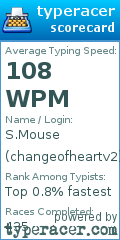 Scorecard for user changeofheartv2