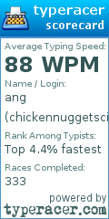 Scorecard for user chickennuggetscientist