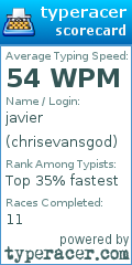 Scorecard for user chrisevansgod