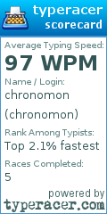 Scorecard for user chronomon