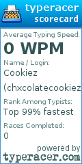 Scorecard for user chxcolatecookiez