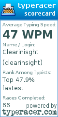 Scorecard for user clearinsight