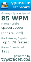 Scorecard for user coders_lord