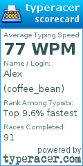 Scorecard for user coffee_bean