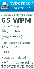 Scorecard for user cognistics