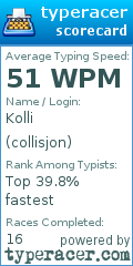 Scorecard for user collisjon