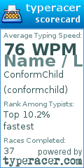 Scorecard for user conformchild