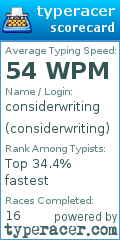 Scorecard for user considerwriting