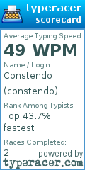 Scorecard for user constendo