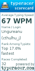 Scorecard for user cthulhu_j